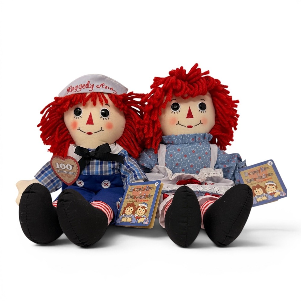 Aurora Raggedy Ann & Andy 100th Anniversary Dolls Set 16" NWT 1915-2015 Plush